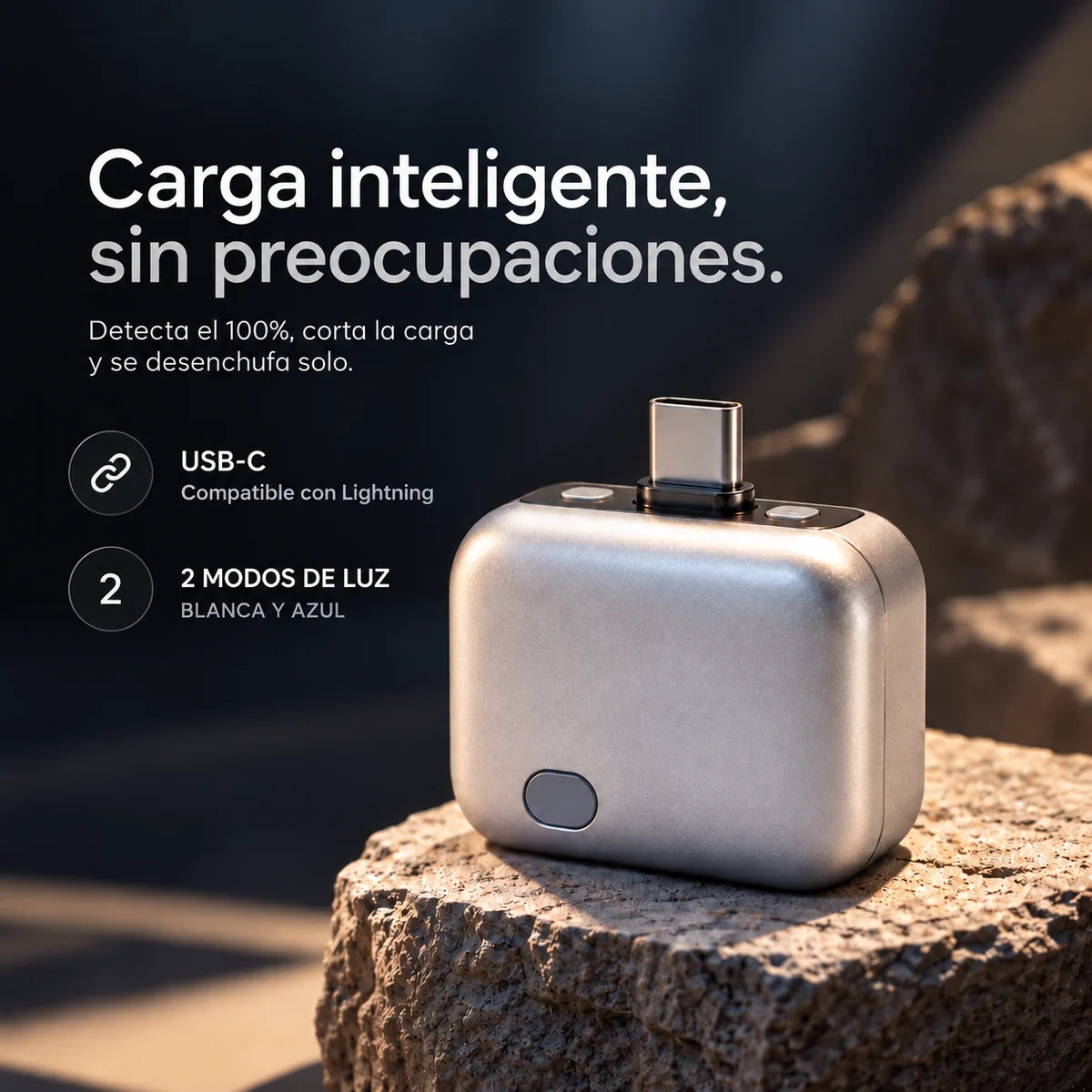 Plux: carga inteligente, USB-C compatible con Lightning y 2 modos de luz